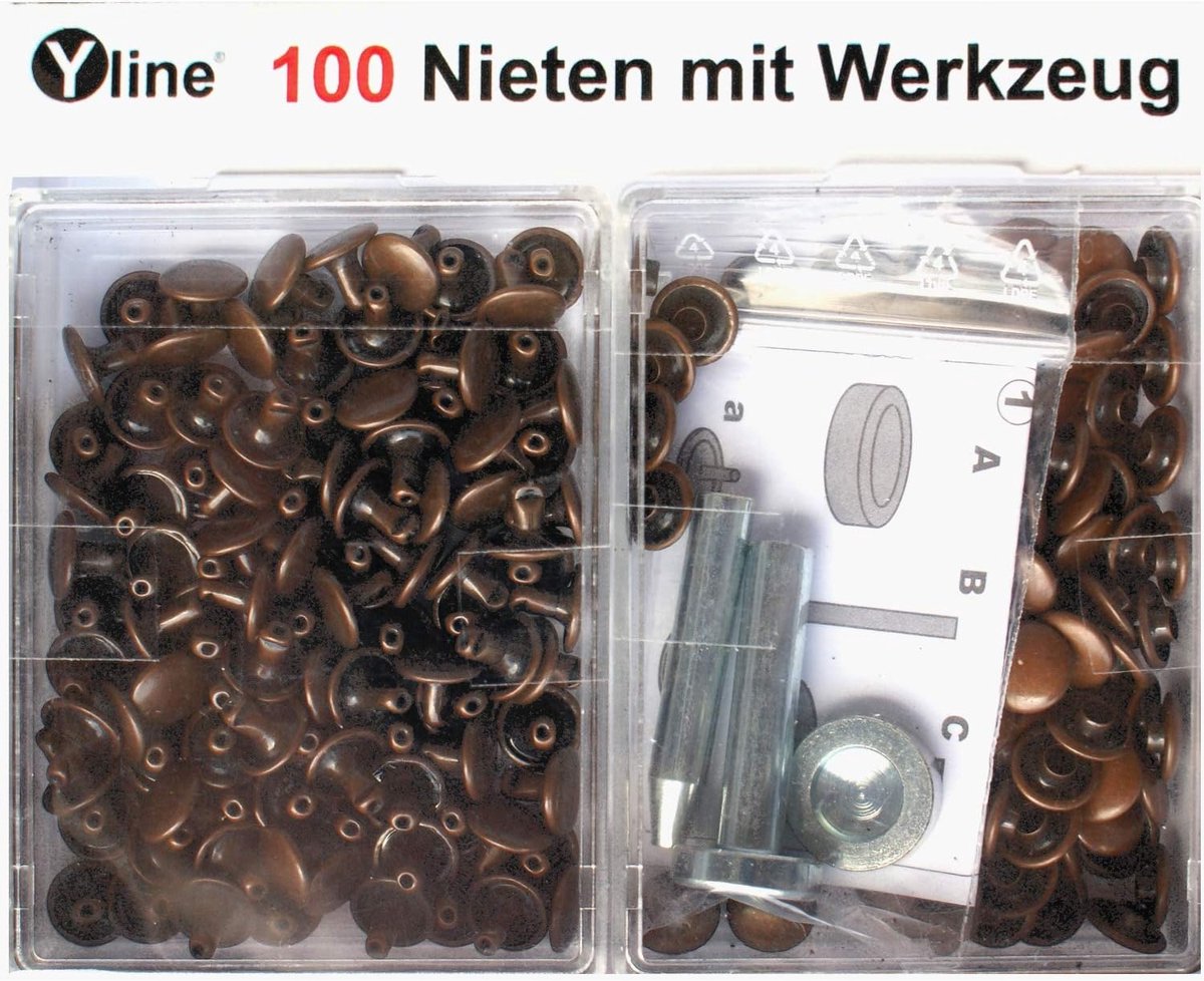 Hollow rivets 9mm - koperkleurig - roestvrij - inclusief gereedschap - ShopVlot