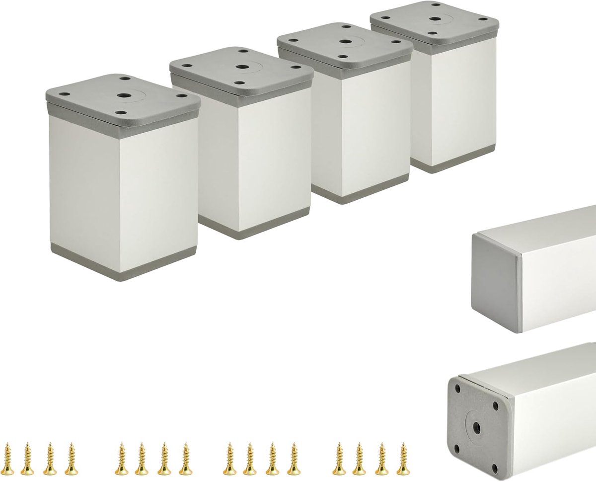 Meubelpoten verstelbaar 40 x 40 x 60 mm - geanodiseerd aluminium - elegante stijl - perfecte stabiliteit - ShopVlot