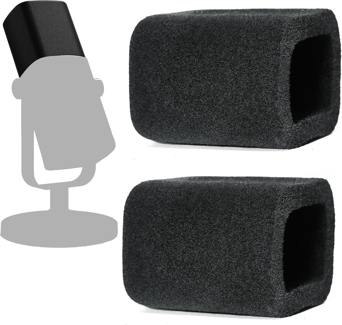Popfilter microfoons 2-pack - Flocked foam - Kubusvormig - Vermindert ongewenste geluiden - ShopVlot