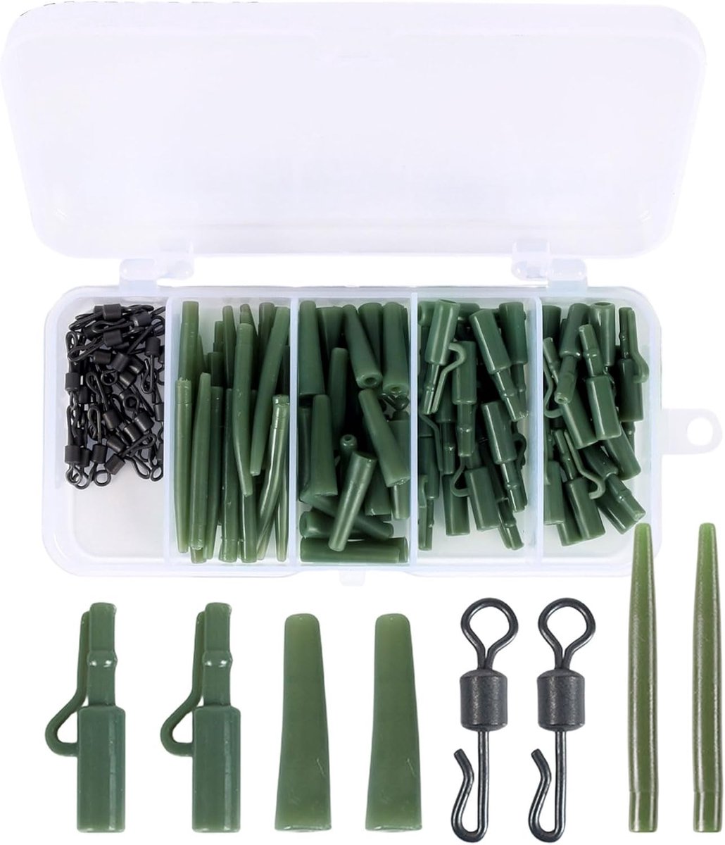 Carp Fishing Kit, Anti Tangle Sleeves Tail Rubber Quick Change Swivels Carp Fishing Rigs Making Fishing Tackle - ShopVlot