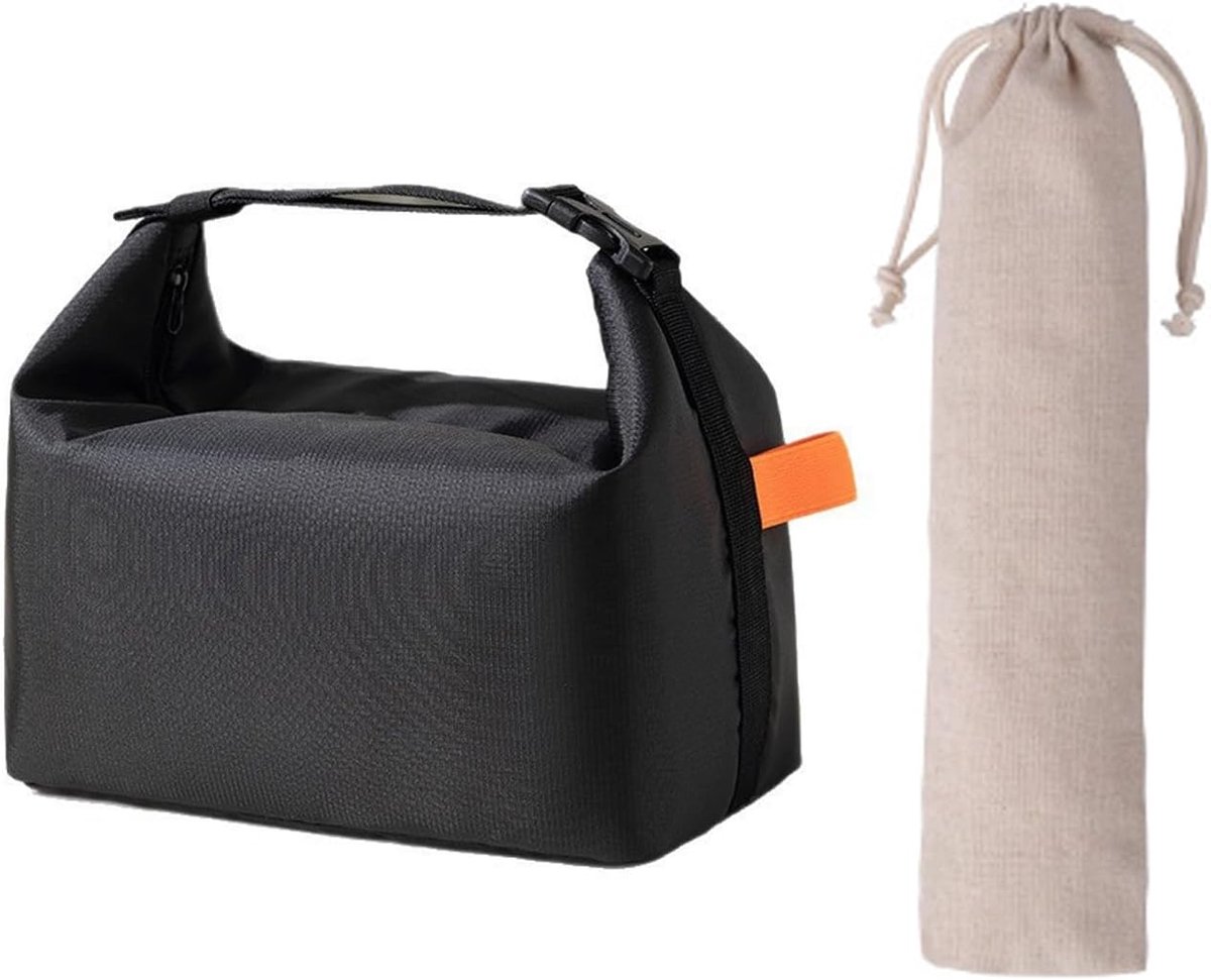 1 Lunch Bag, 1 Beige Fabric Bag, Portable Lunch Container, Portable Tableware Storer, Outdoor Picnic Accessories. - ShopVlot