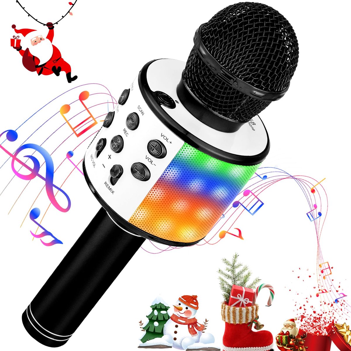 Karaoke microfoon voor kinderen, draadloze bluetooth-microfoon met led, cadeau voor meisjes, tieners, meisjes en - ShopVlot