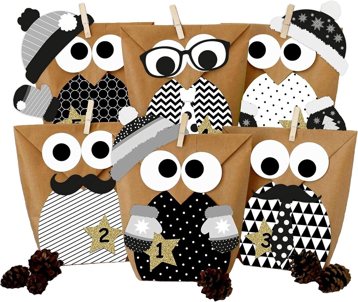 DIY Adventskalender - Zwart en Wit - Creatieve Set voor Kids en Volwassenen - Zelf te Knutselen met Versiering