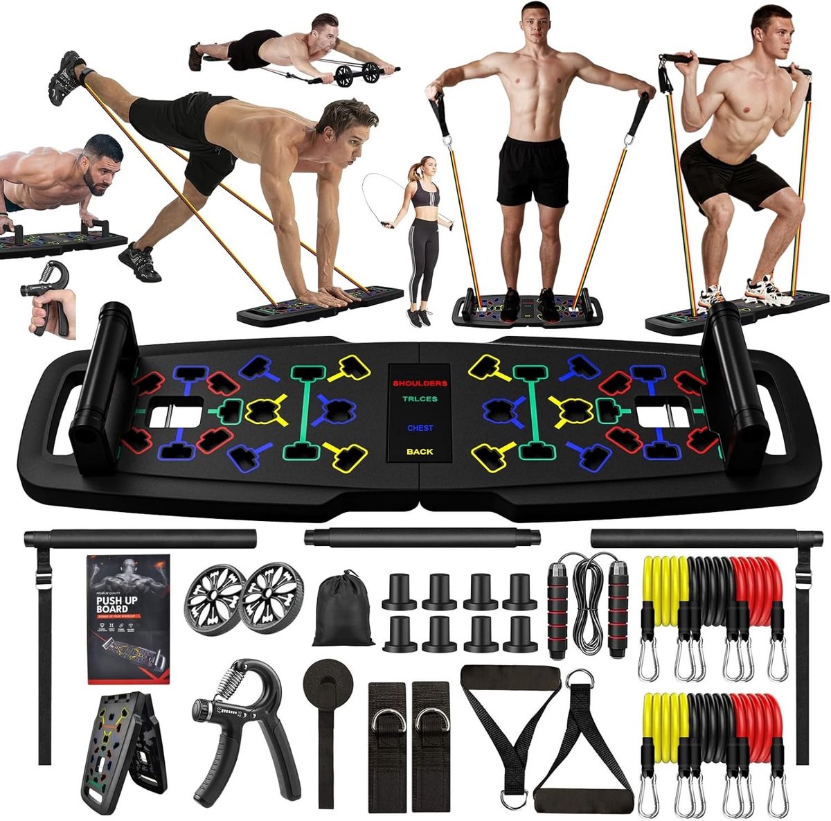Home Gym Apparatuur - Grijs - Draagbaar - Push-Up Board met 36 Accessoires - Voor Thuisgebruik