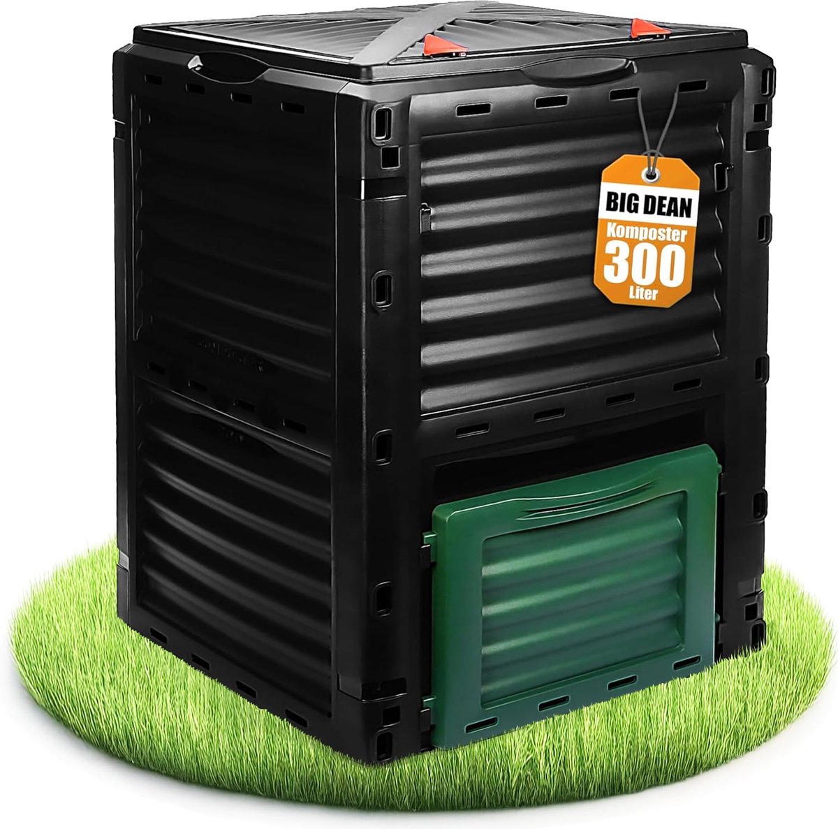 Famanu – Compostbak voor de tuin van 300 liter, snelcompostbak van weerbestendig kunststof, ideaal voor het maken van compost
