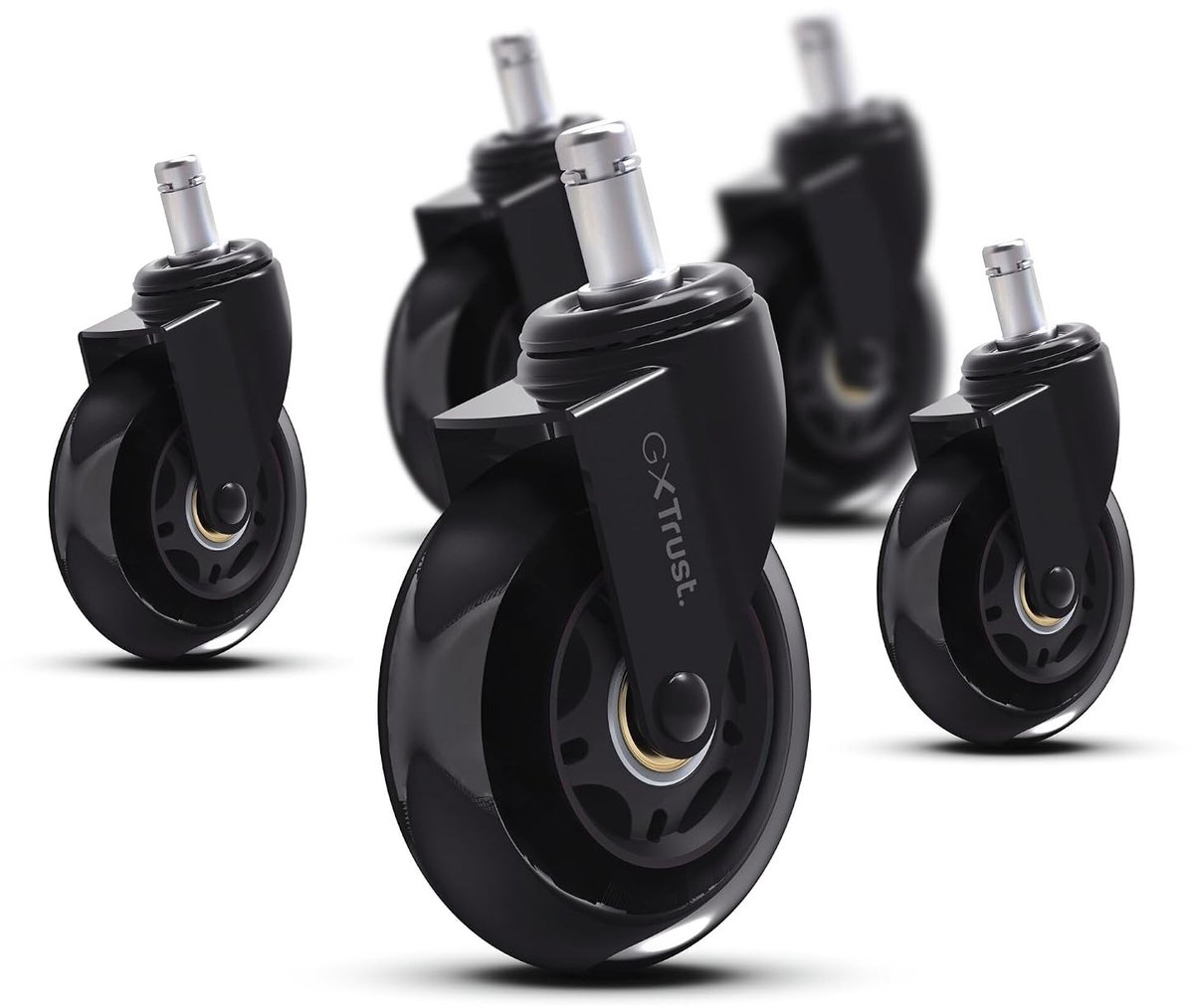 Gel Zwenkwiel voor Gamingstoel - Zwart - 75 mm - Soepele Reservewielen voor Bureaustoel - Voor Gaming en Kantoor