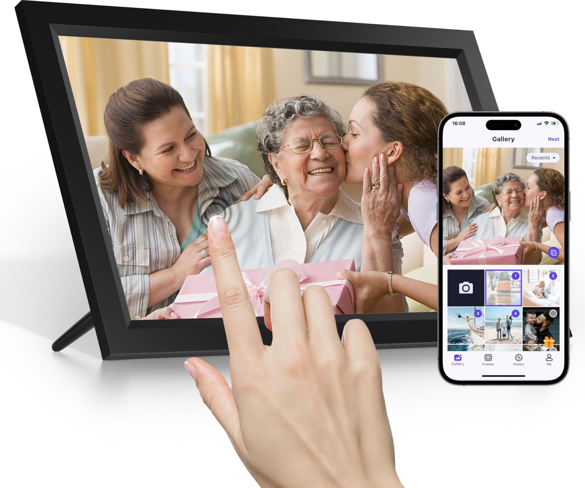 Digitale fotolijst, 39,6 cm (15,6 inch), wifi, 32 GB geheugen, touchscreen, Smart Cloud-fotolijst, eenvoudige - ShopVlot