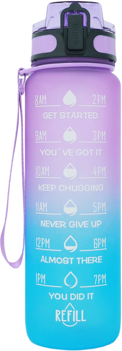 MODFU Waterfles – Drinkfles 27x9 cm – 32oz Grote Inhoud – Handig voor Onderweg – Sport Fitness Wandelen Reizen Kampen – Stevig Materiaal – Praktisch Ontwerp – Paarsblauw