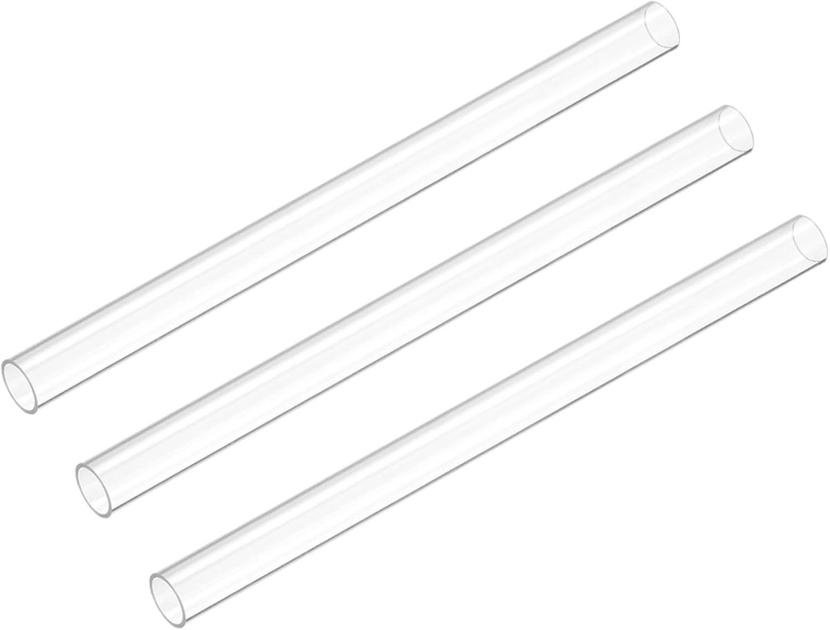 DMiotech 3pcs 9.6inch Clear Rigid Plastic Pipe 11mm x 12mm Polycarbonate Tube Round Tube for Lighting Water Plumbing - ShopVlot