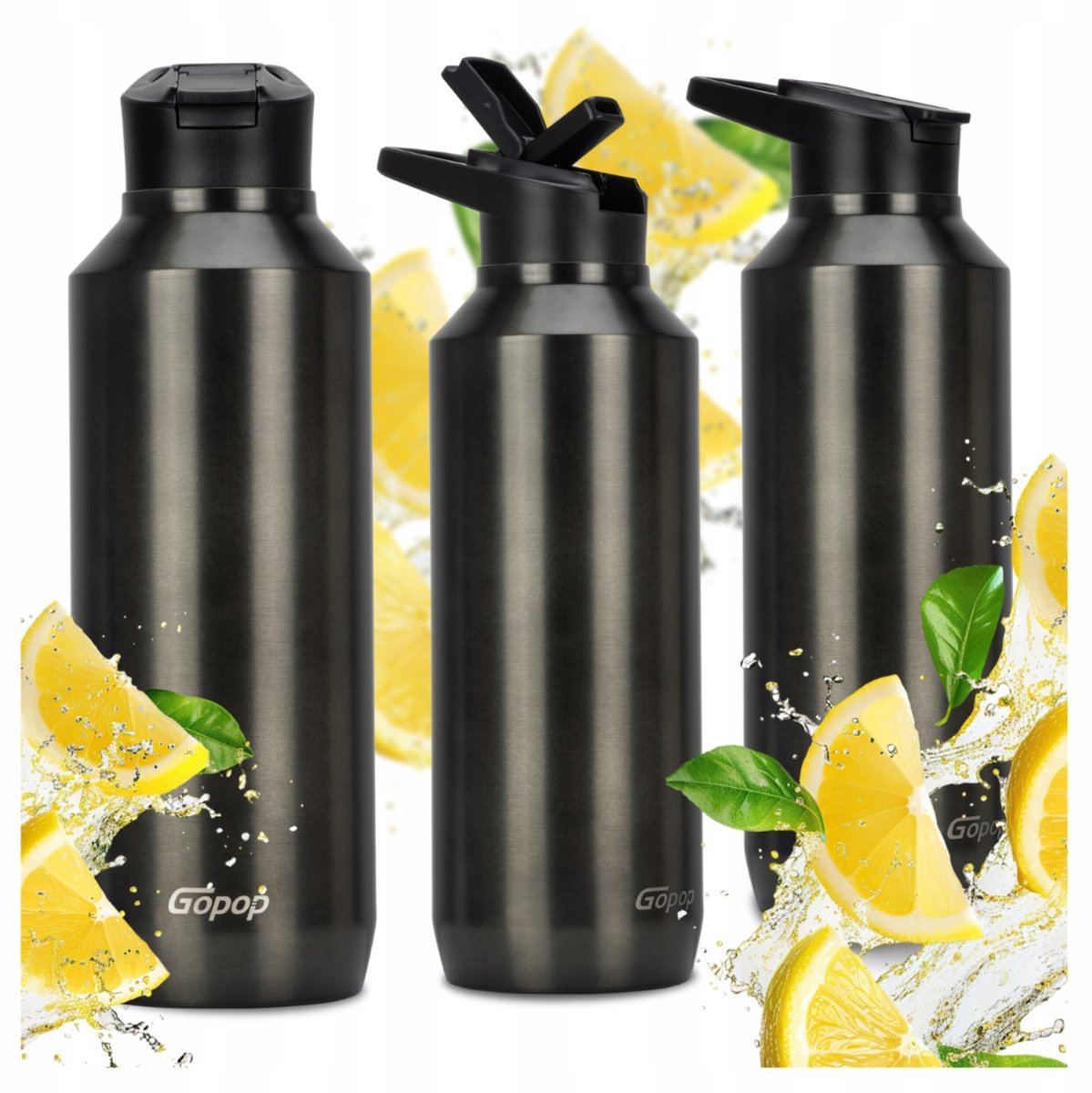 Gopop Cool Portable Thermosbeker met Rietje - 750 ml - Zilver
