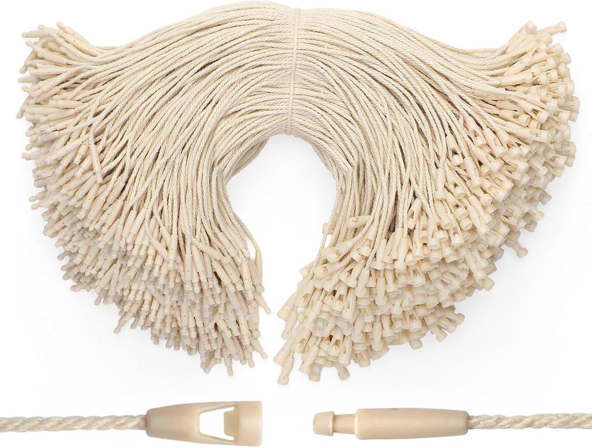 EUSOAR Hangerkoordjes, 19.3 cm Beige Katoenen Koordjes 500 stuks - ShopVlot