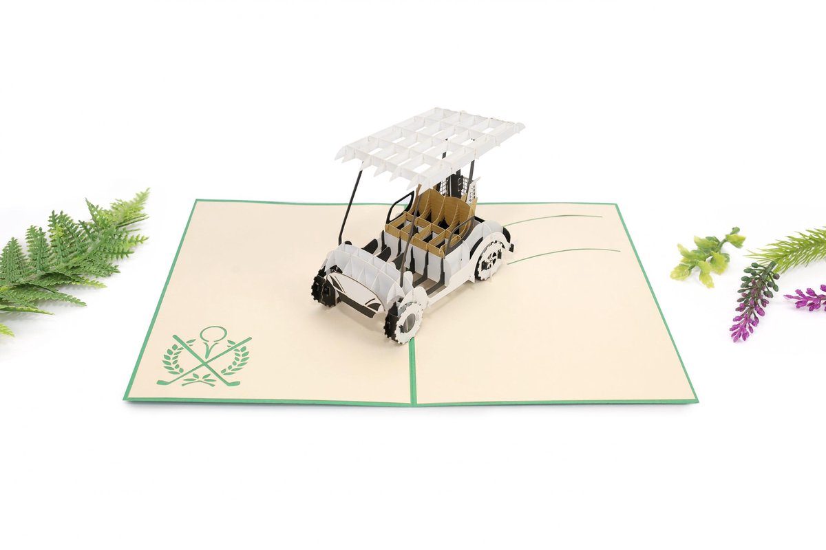 3D pop-up golfkar kaart - handgemaakt - voor golfer - perfect voor Vaderdag - ShopVlot