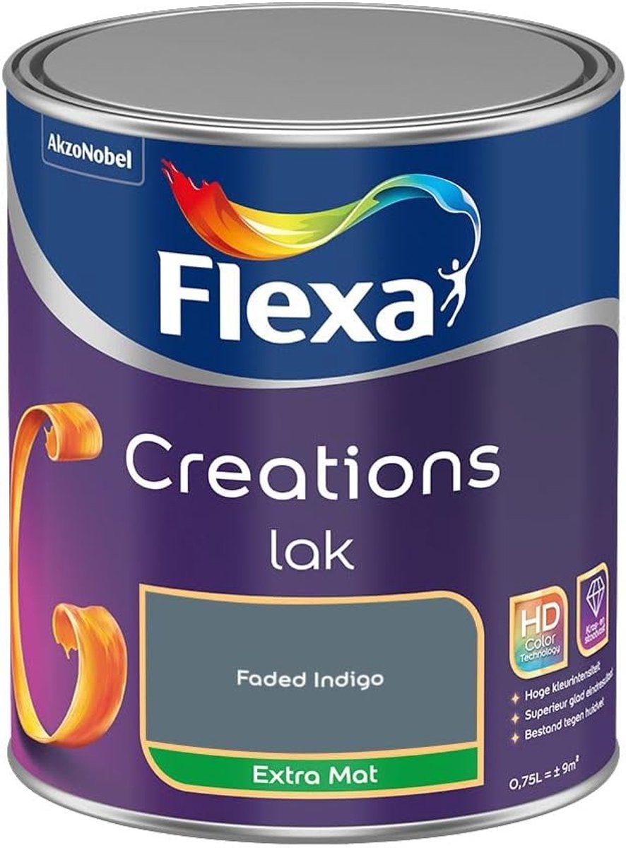 Lak extra mat 750ml - Faded Indigo - perfecte dekking - voor een stijlvolle afwerking - ShopVlot