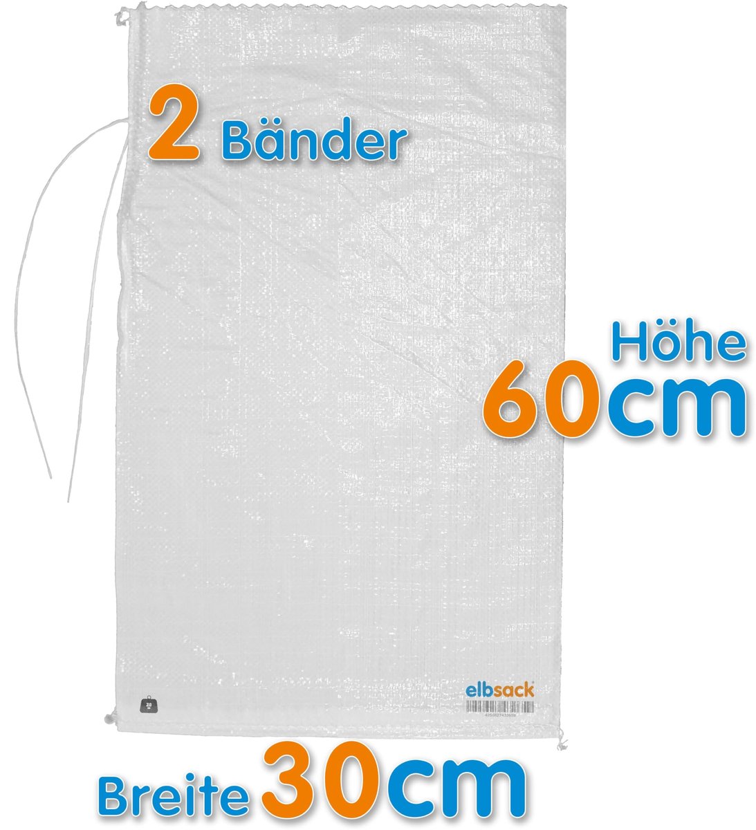 50 ELBSACK zandzakken 30 x 60 cm tegen overstromingen - lege PP-zandzakken met sluitband, vulbaar met zand - ShopVlot