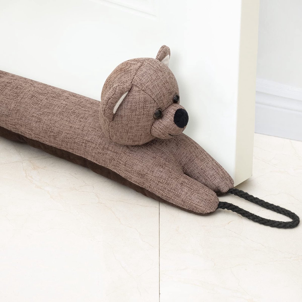 Famanu – Decoratieve tochtstopper van 96 cm voor deur en raam, verzwaarde geluidsblokker voor onderkant deur - Beer ontwerp