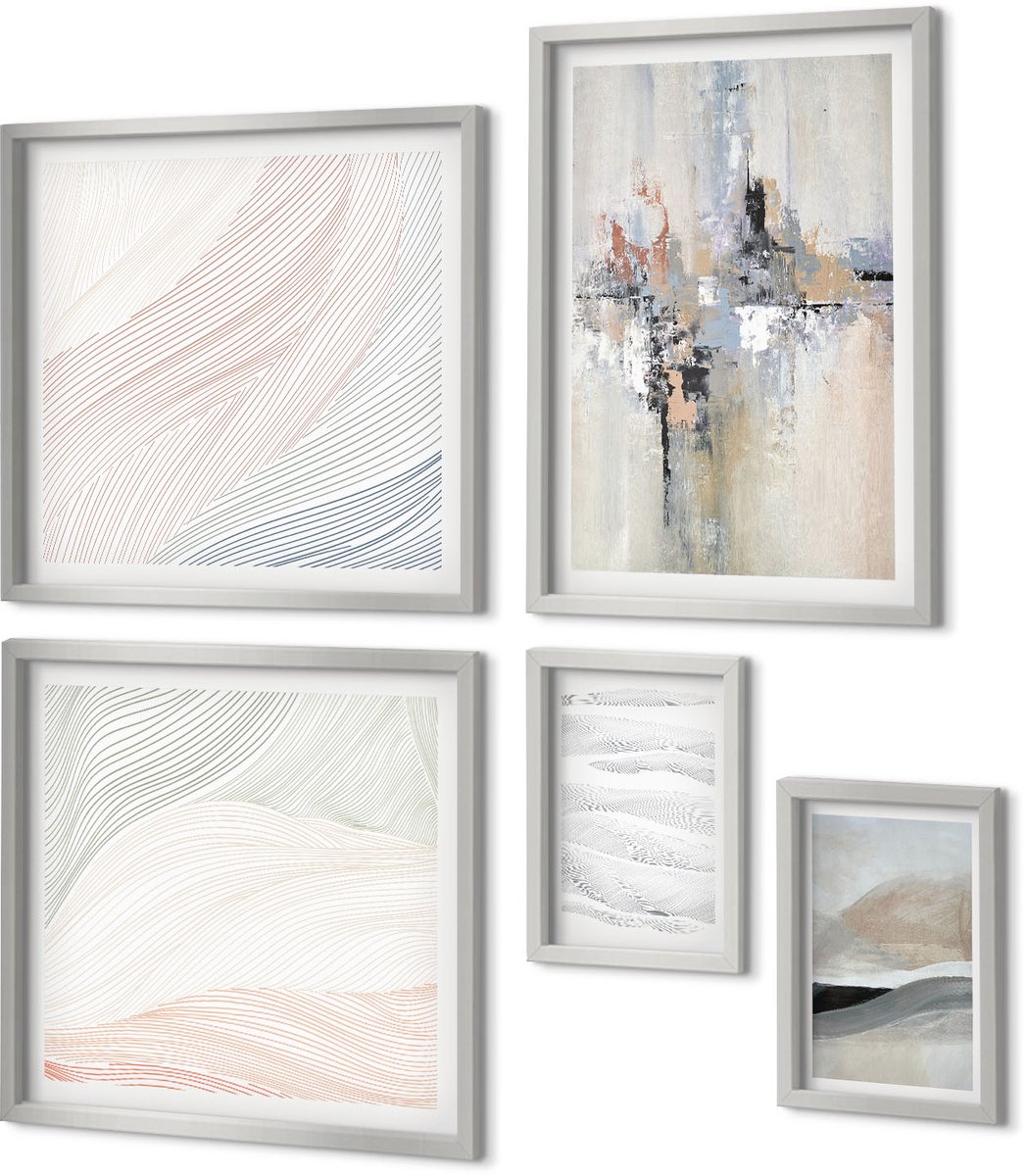 Coloray 5-Delige Schilderij Set - Plantenmotieven In Aquarelstijl - 20 x 30 cm - Stijlvolle Muurdecoratie - Kantoor