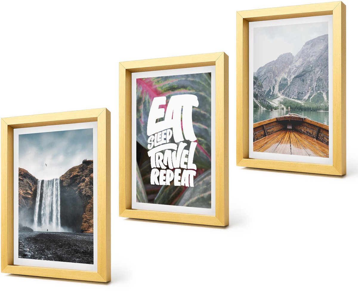 Coloray 4-Delige Schilderij Set - Waterval Bergen Reizen Natuur Lodz | Vegetatie - 20 x 30 cm - Moderne Wanddecoratie - Woonkamer - Stijlvolle Muurdecoratie