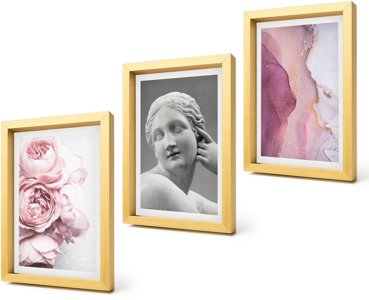 Coloray 4-Delige Schilderij Set - Romantische pioenrozen sculptuur van een vrouw abstractie - 20 x 30 cm - Muurdecoratie - Wanddecoratie - Slaapkamer