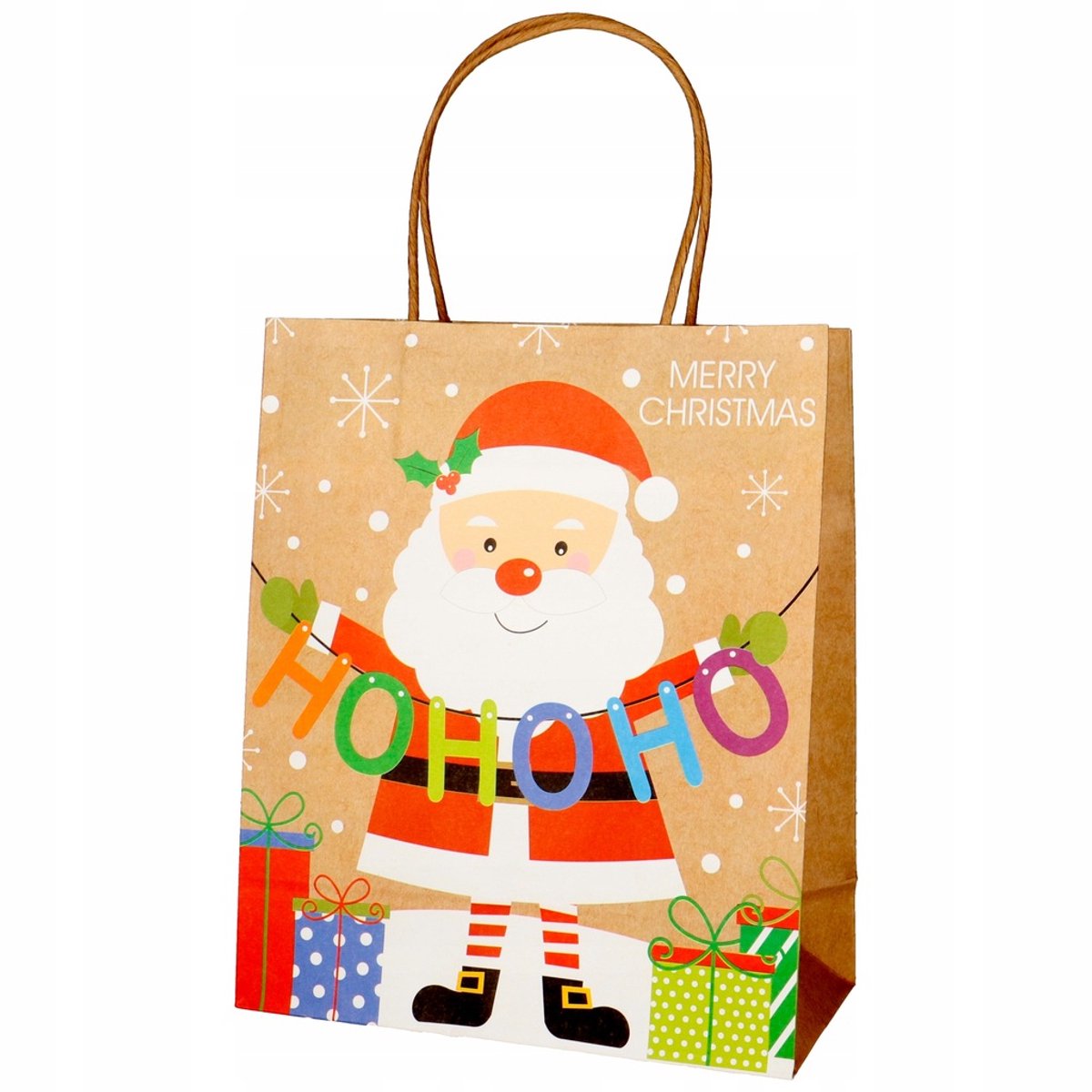 Kerstcadeauzak 32x42 cm met Sinterklaas en sneeuwpop print