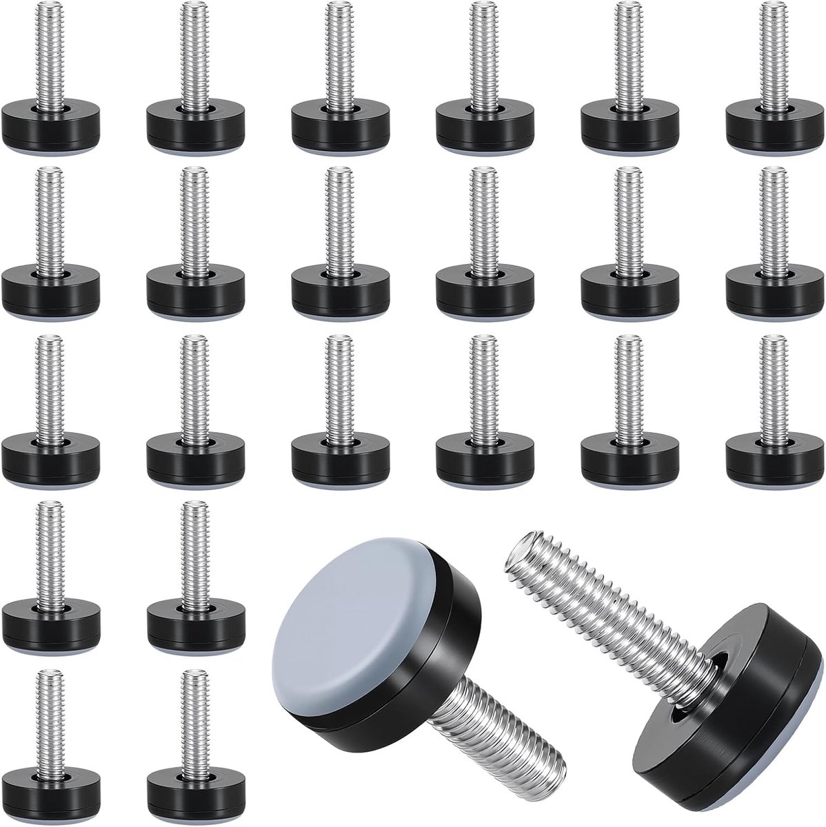 24 Pcs PTFE Furniture Glides with M6 Thread 20mm Adjustable Chair Glides Sliding Feet for Chair, Table and Sofa - ShopVlot