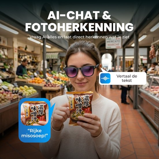 Dynabright Camera Bril - Slimme Bril met Camera - Bluetooth - Met belfunctie - NL App - Incl 2 Extra Sets Glazen - Mini Spycamera - Incl. Opbergzakje - Camera & Video & Muziek - Smart Glasses - Oplaadbaar — afbeelding 2