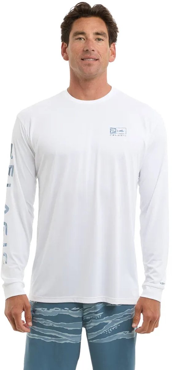 Pelagic Aquatek Wahoo Icon Uv-werende Langarm T-shirt Wit 2XL Man