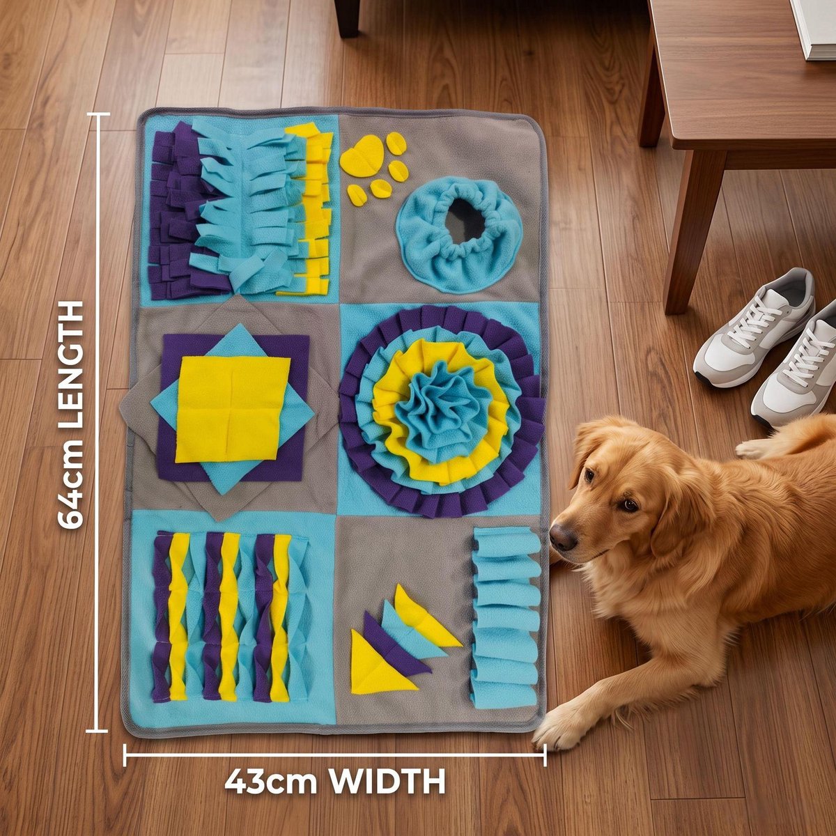 Snuffelmat voor huisdieren, speelmat voor huisdieren, slowfoodmat voor huisdieren, speelgoed voor huisdieren, training voor huisdieren, honden en katten, kleur，Afdeling B 73*48cm