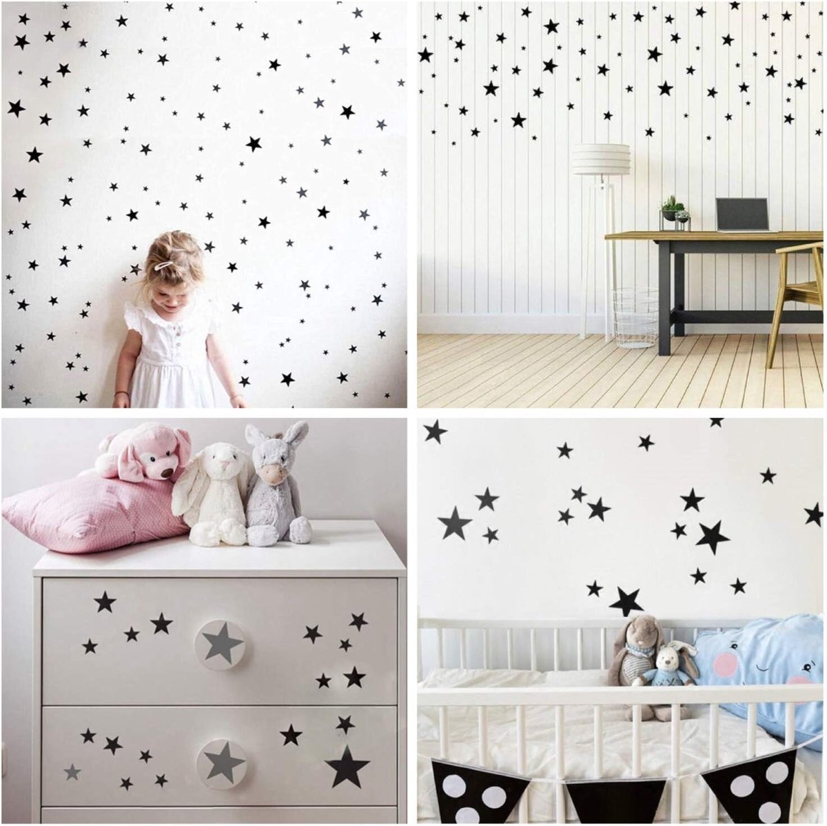 Wandstickers sterren - 60 zwarte sterren stickers - wanddecoratie kinderkamer - creëer een sterrendom - ShopVlot