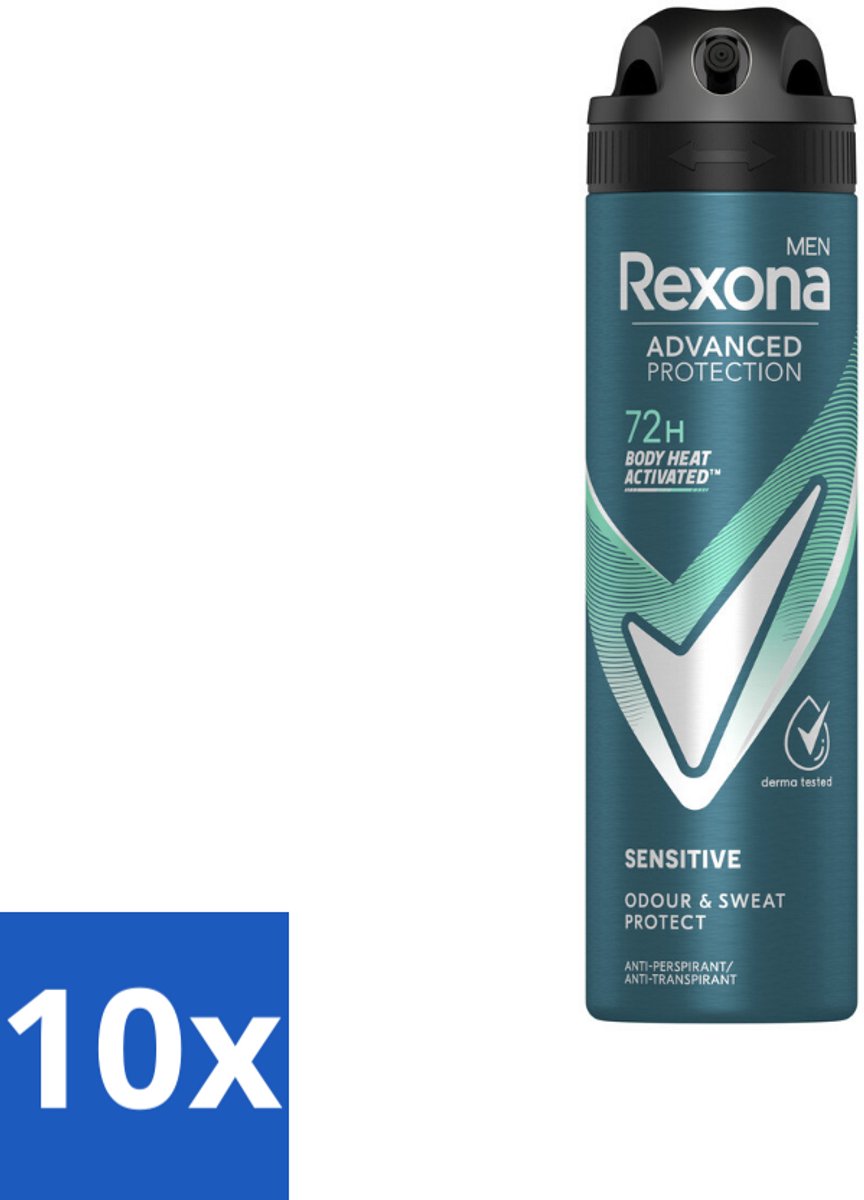 Rexona Men - Deodorant Spray - Sensitive - Zachte Bescherming - 150 ml - Bulkverpakking - 10 stuks