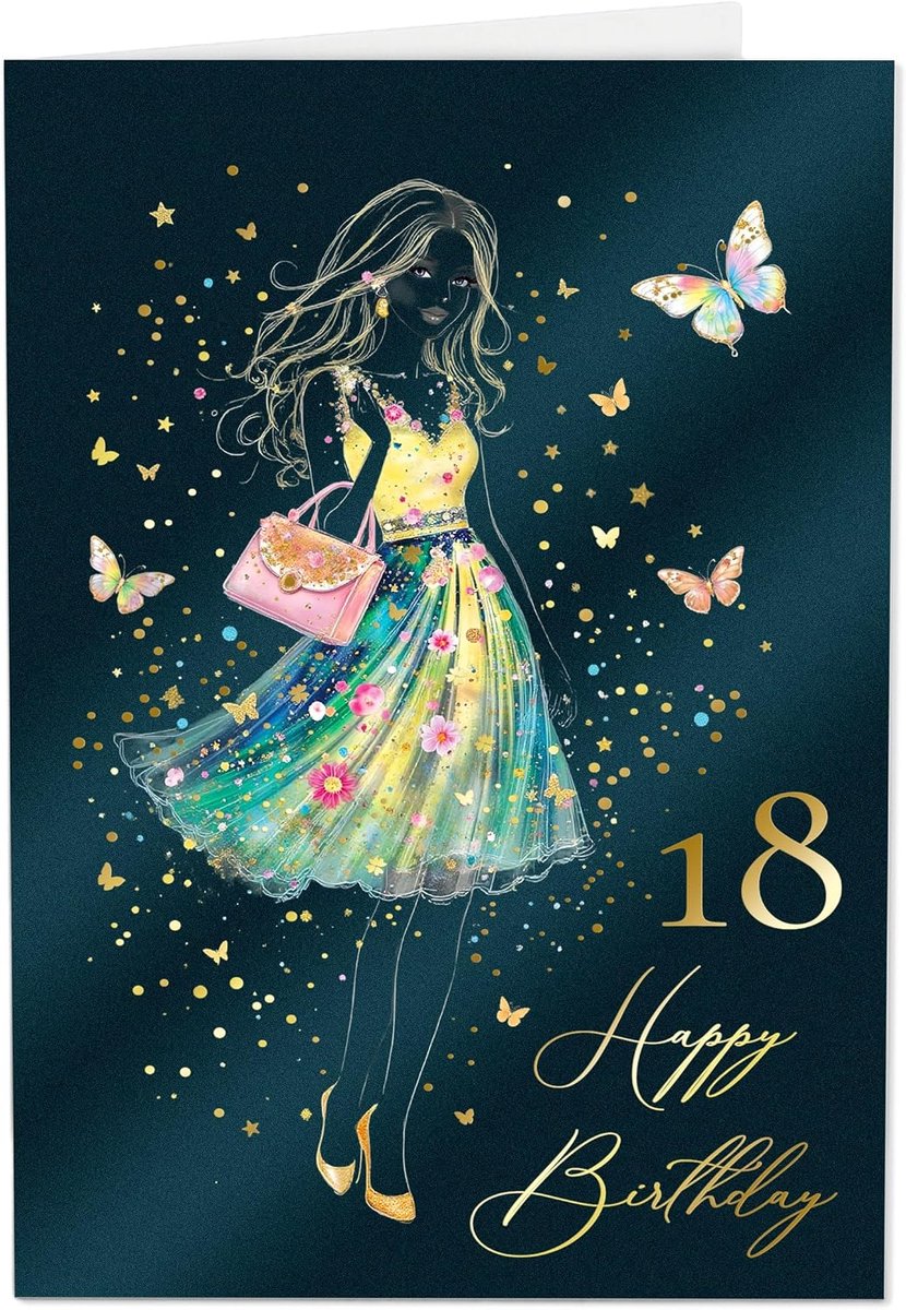 Verjaardagskaart 18e verjaardag - Premium papier - Handgemaakt met gouddetails - Uniek en elegant - ShopVlot