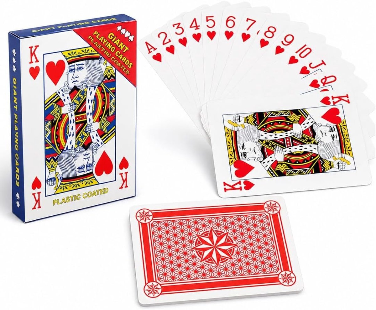 Grote Pokerkaarten - Multicolor - 17 x 12 cm - Robuuste Speelkaarten - Voor Binnen en Buiten