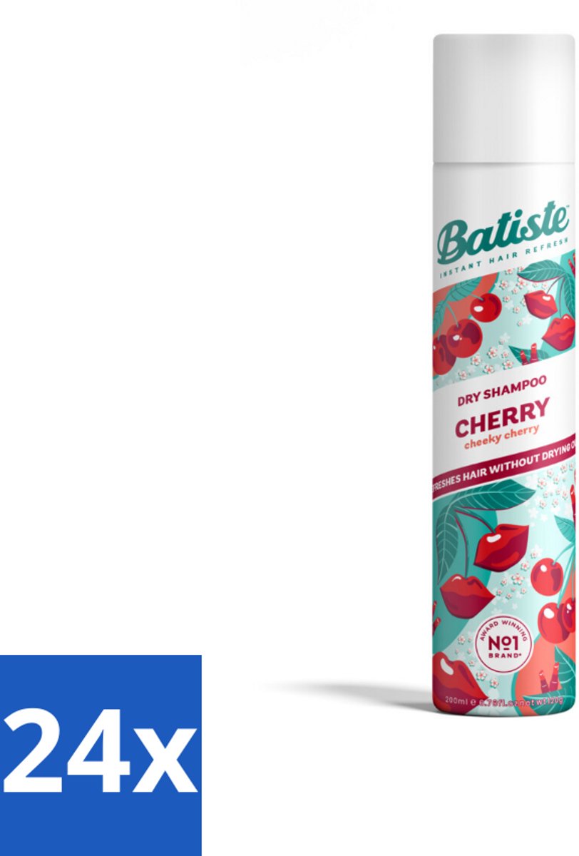 24 x Batiste - Cherry - Droogshampoo - Kersenbloesem Geur - Verfrist en Geeft Volume - 200ml - Droogshampoo - Cherry Geur - Haar Opfrissen - Volume Shampoo - Fris Haar