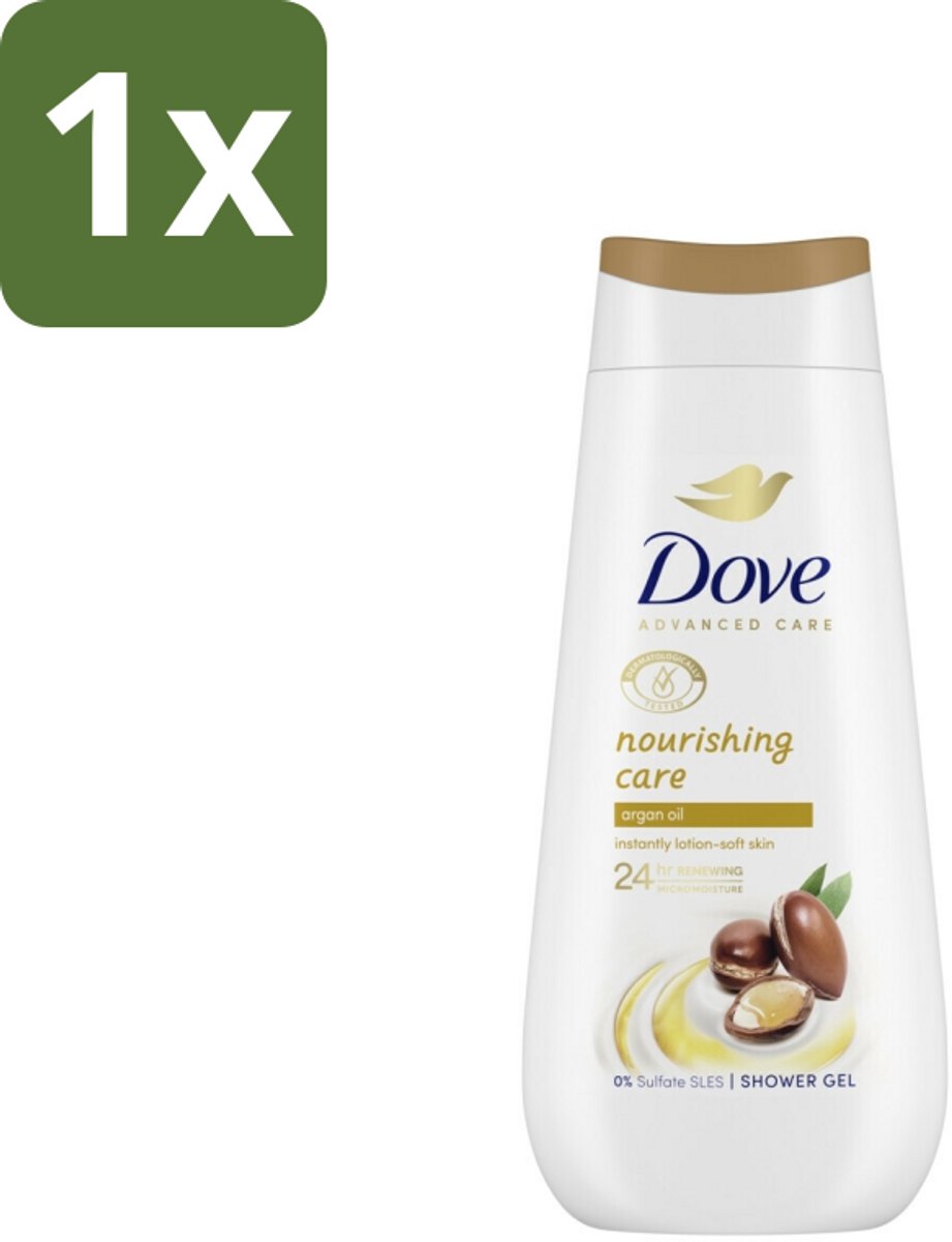 1 x Dove Douchecrème - Nourishing Care - Arganolie - 225 ml - Douche Gel - Arganolie - Hydratatie - Droge Huid - Micro Moisture