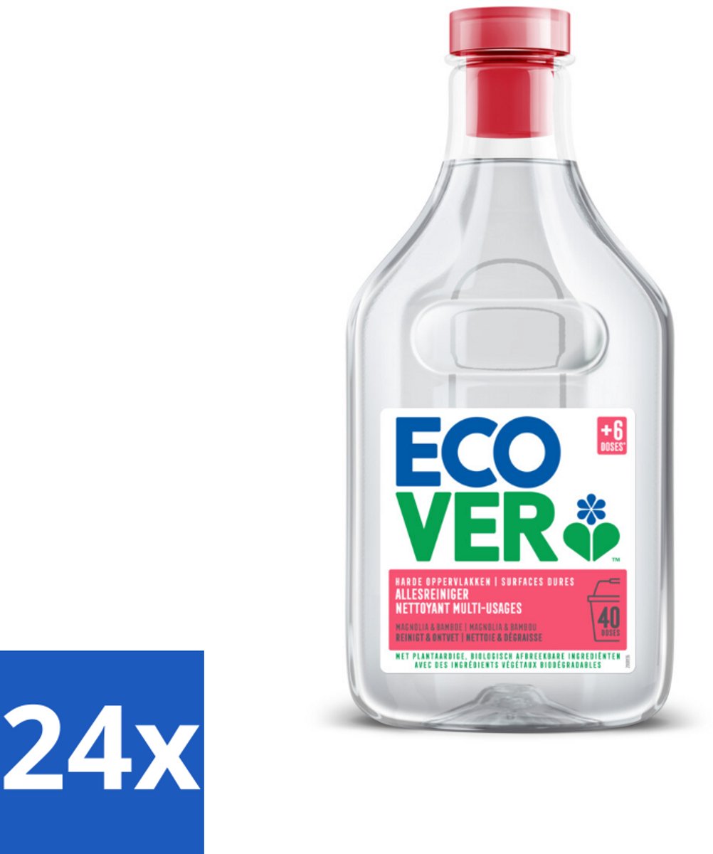 24 x Ecover - Allesreiniger - Magnolia & Bamboe - 1 liter - Allesreiniger - Schoonmaakmiddel - Biologisch Afbreekbaar - Plantaardige Reiniger - Magnolia