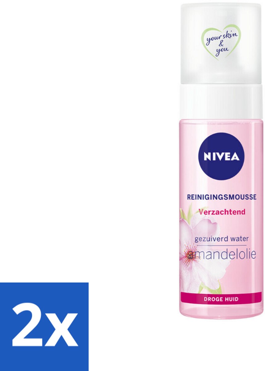 2 x NIVEA - Reinigingsmousse - Essentials Verzachtend - Voor droge & gevoelige huid - Met Amandelolie & Hydramine - 150 ml - Gezichtsreiniger - Droge Huid - Gevoelige Huid - Amandelolie - Hydraterende