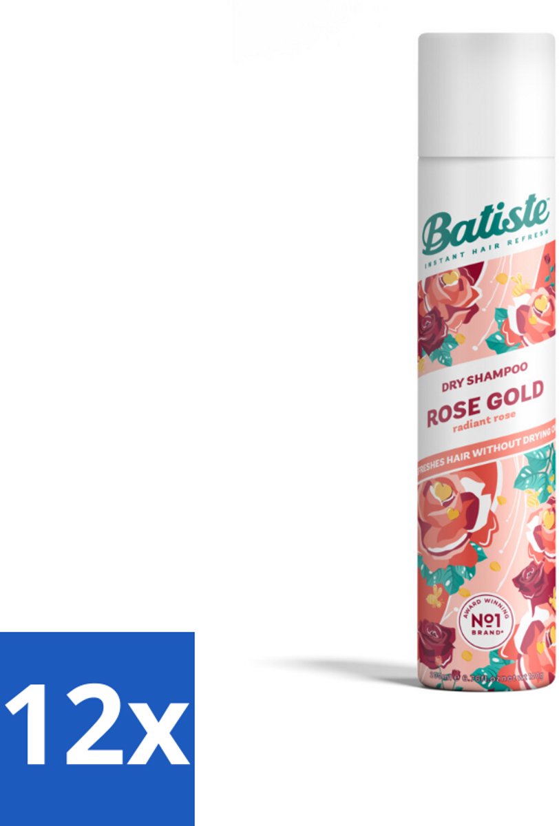 12 x Batiste - Rose Gold - Droogshampoo - Zachte Rozengeur - Verfrist en Zorgt Voor Volume - 200ml - Droogshampoo - Haarverfrissend - Rozengeur - Volume Shampoo - Haar Styling