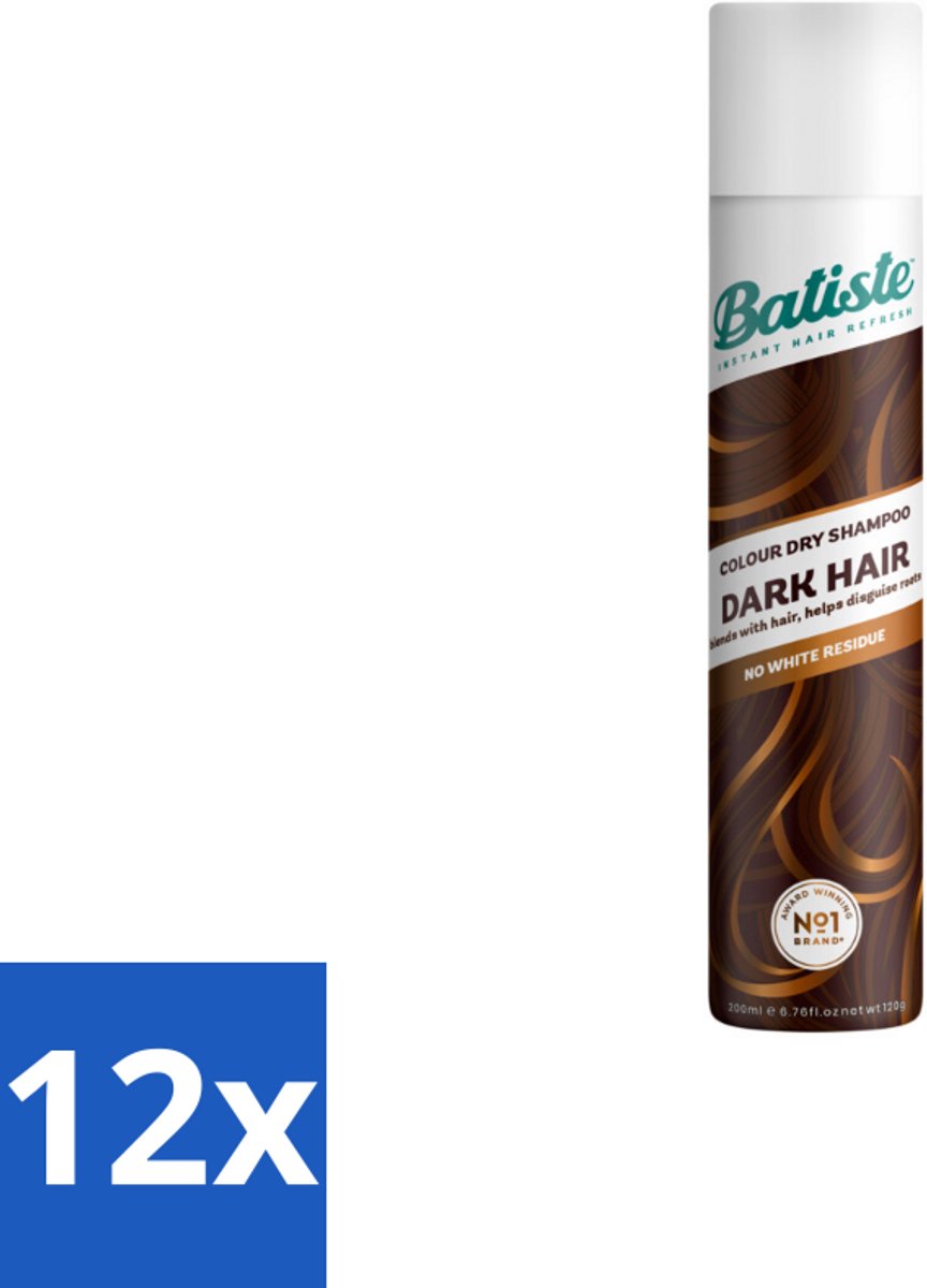 12 x Batiste - Dark & Deep Brown - Droogshampoo - Speciaal Voor Donkerbruin Haar - Verfrist en Geeft Volume - 200ml - Droogshampoo - Donkerbruin Haar - Haarverfrissers - Haarvolume - Haartextuur