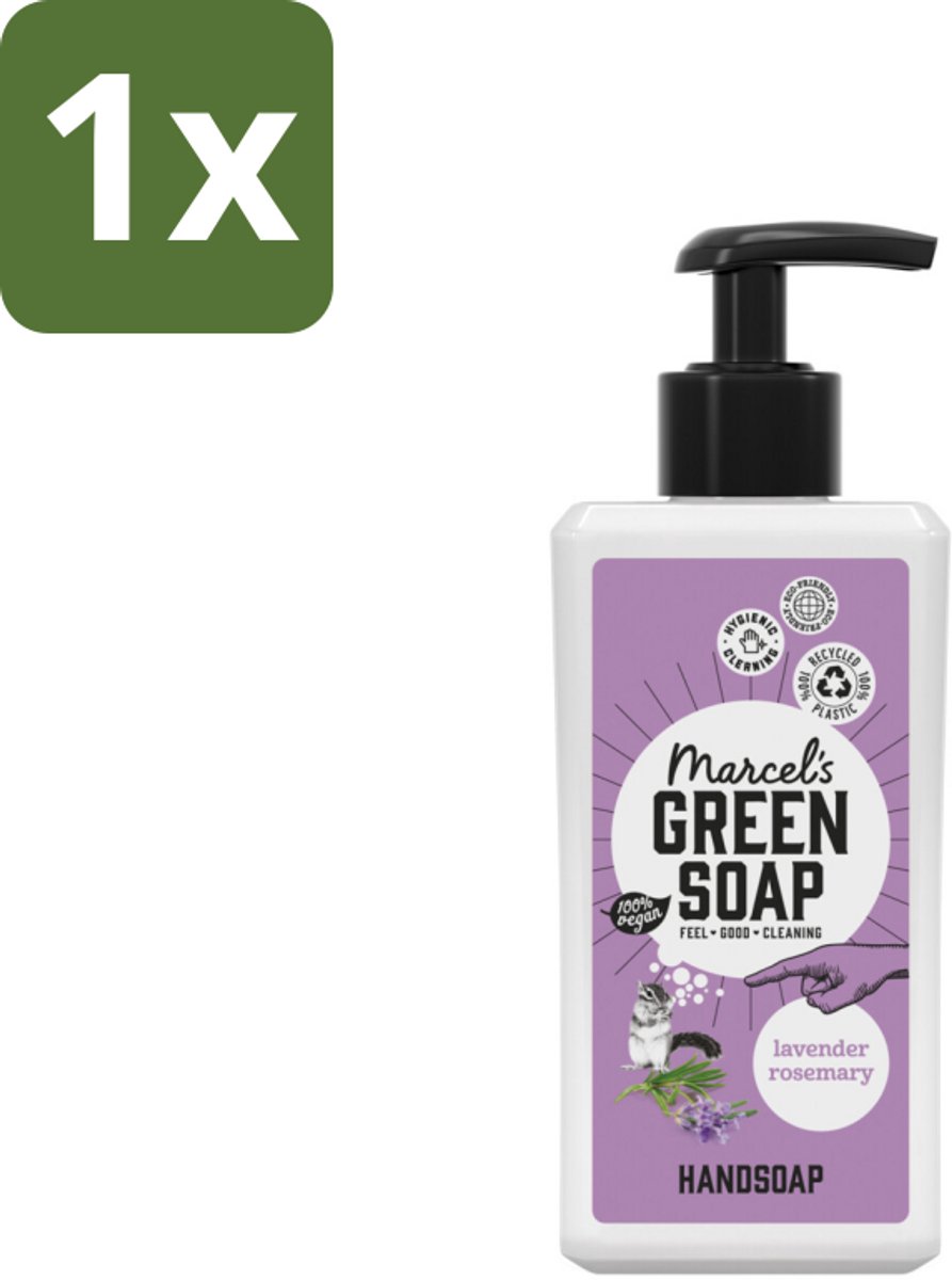 1 x Marcel's Green Soap - Handzeep - Lavendel & Rozemarijn - Zachte verzorging - 250 ml - Handzeep - Handen Reinigen - Handen Verzorgen - Natuurlijke Handzeep - Zachte Handen