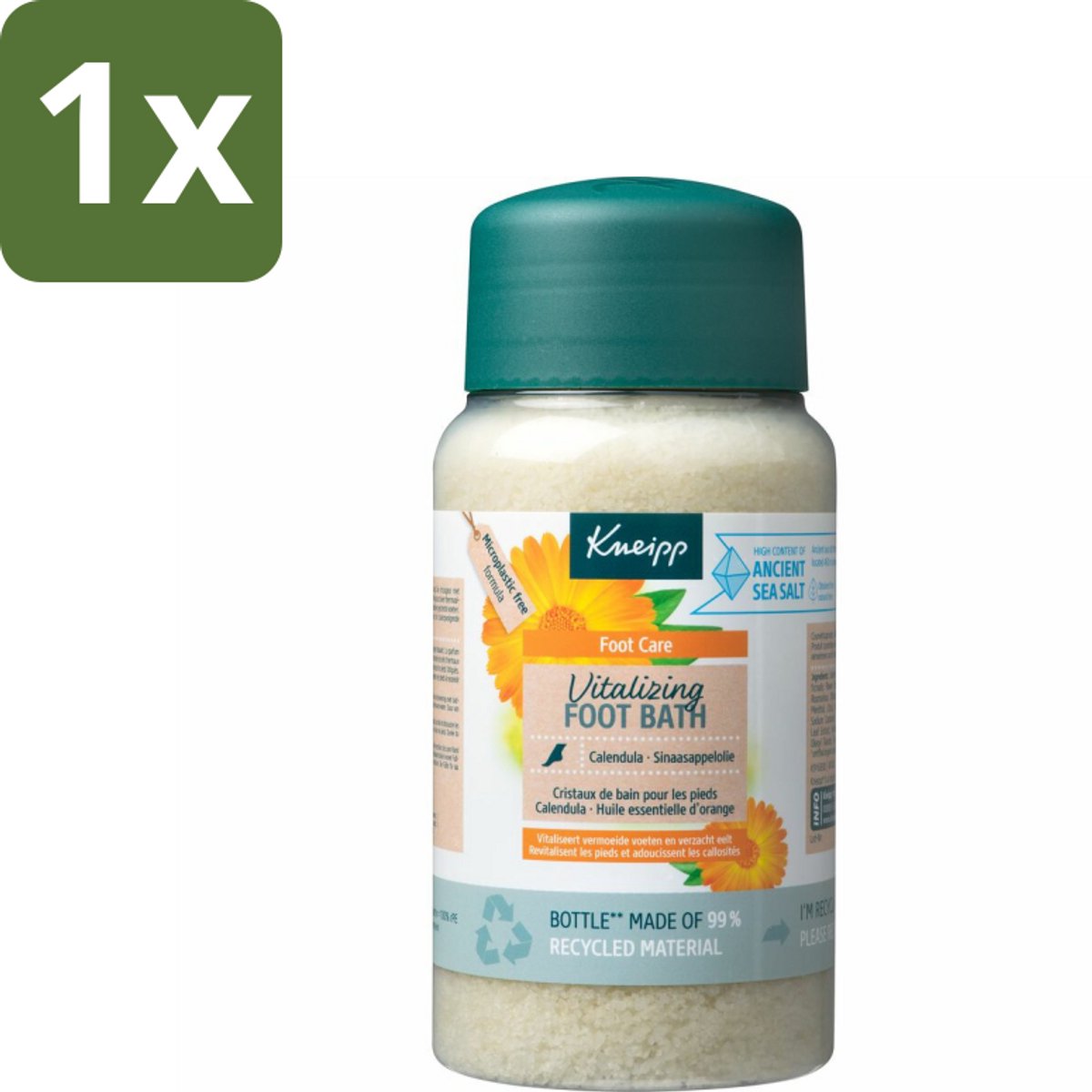 1 x Kneipp - Voetbadzout - Vitalizing - Citrusgeur - 600 g - Voetbadzout - Voetbadkristallen - Citroengeur - Thermaalzout - Eeltverzorging