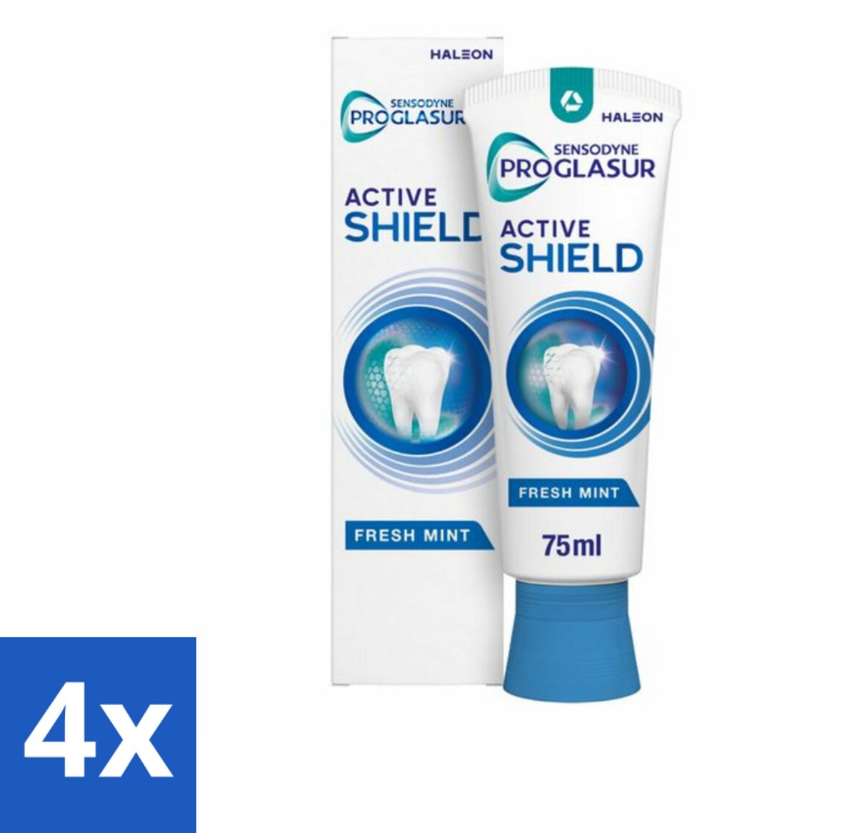 4 x Sensodyne - Tandpasta - ProGlasur Active Shield - Fresh Mint - Frisse Munt - 75 ml - Tandpasta - Glazuurbescherming - Gevoelige Tanden - Gaatjes - Suikerzuren