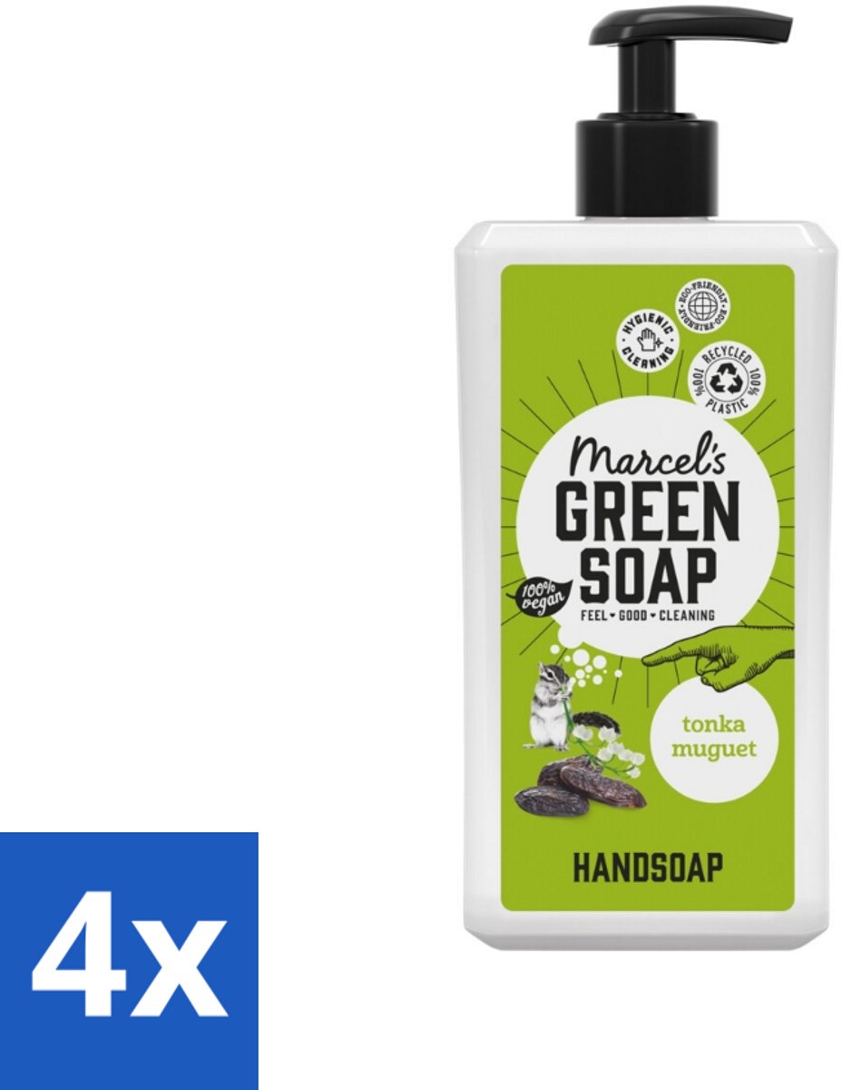 4 x Marcel's Green Soap - Handzeep - Tonka & Muguet - Zachte verzorging - 500 ml - Handzeep - Biologische Zeep - Natuurlijke Zeep - Tonka - Muguet