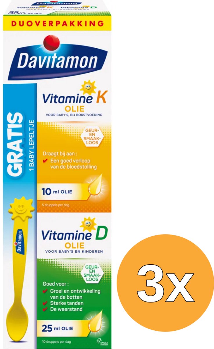 3x Davitamon Baby vitamine D & K 25mcg (35 ml)