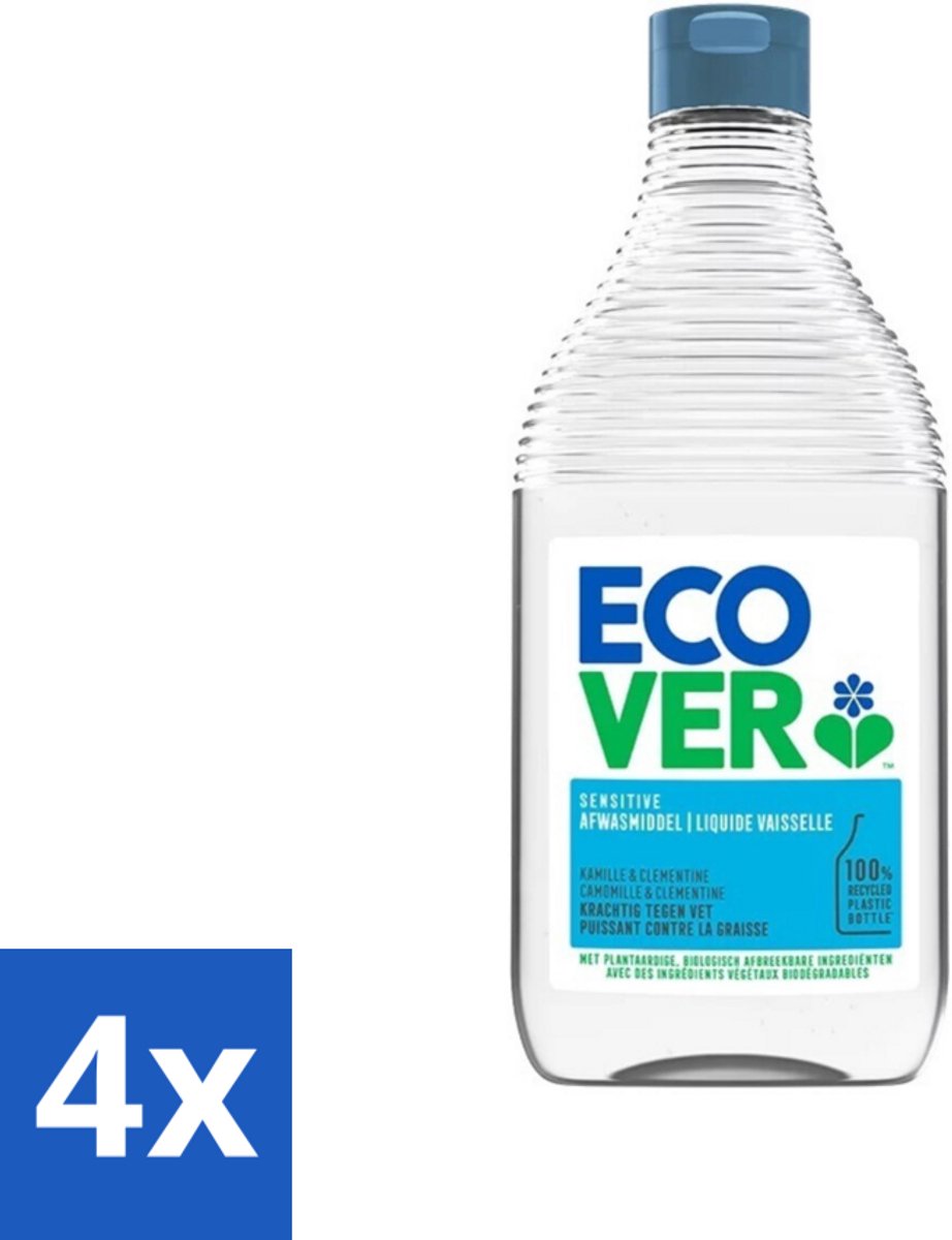 4 x Ecover - Afwasmiddel - Kamille & Clementine - 950 ml - Afwasmiddel - Biologisch Afbreekbaar - Plantaardige Reiniging - Kamille - Clementine
