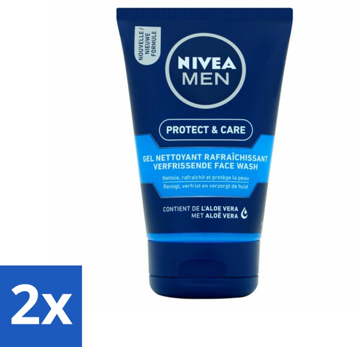 2 x NIVEA MEN - Protect & Care - Reinigingsgel Gezicht - 100 ml - Gezichtsreiniging - Mannelijke Huid - Huidverzorging - Face Wash - Huidbarrière