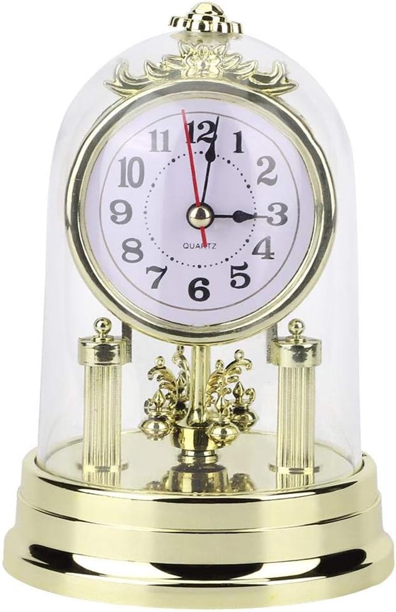 Tafelklok Retro Stijl - Gouden Antieke Klok - Stille Mechanisme - Perfect voor Woonkamer Decoratie - ShopVlot