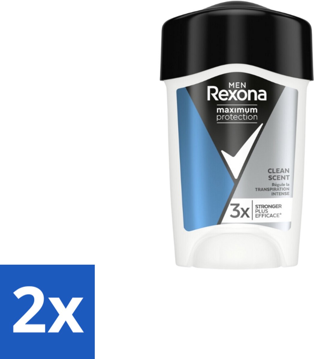 2 x Rexona Men - Deodorant Stick - Maximum Protection Clean Scent - Anti-transpirant - 45 ml - Anti-transpirant - Deodorant - Mannen - Bescherming Tegen Zweet - Langdurige Bescherming