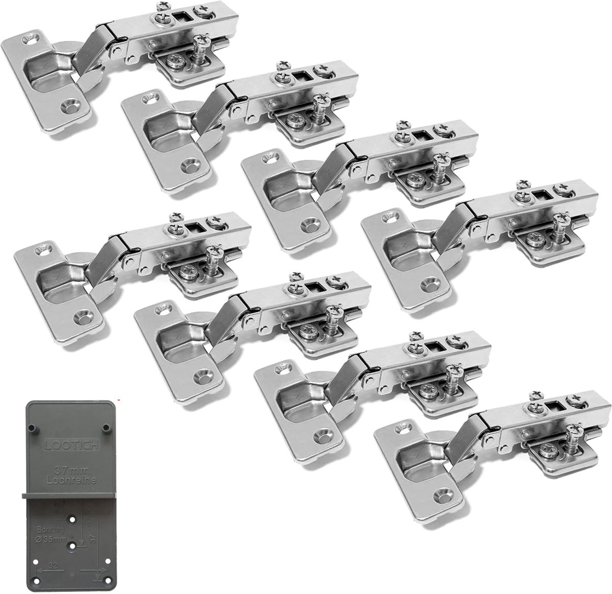 Famanu – Voorliggend 35mm zacht sluiten scharnieren met hydraulische demper voor keukenkastdeuren, automatische scharnier met geïntegreerde demping, set van 8 stuks