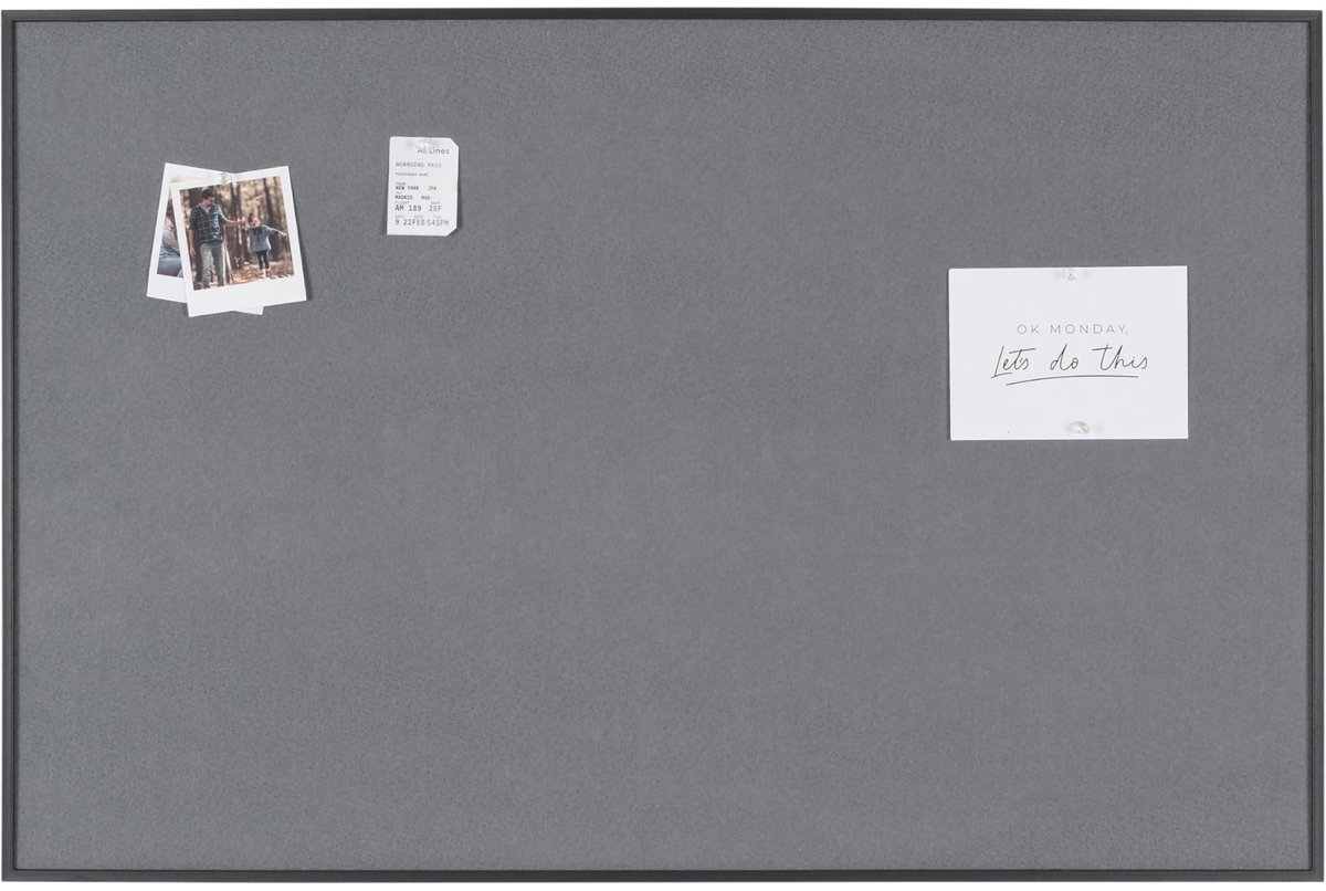 Famanu – Viltbord met houten omlijsting, zwart, 885 x 585 mm, perfect voor notities en herinneringen