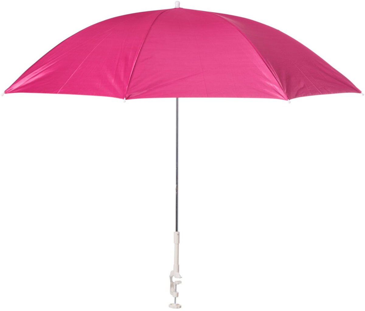 Free & Easy kleine parasol voor stoel, balkon of kinderwagen - D120 cm - roze - kantelbaar/opvouwbaar - H86 cm - met vastzet klem