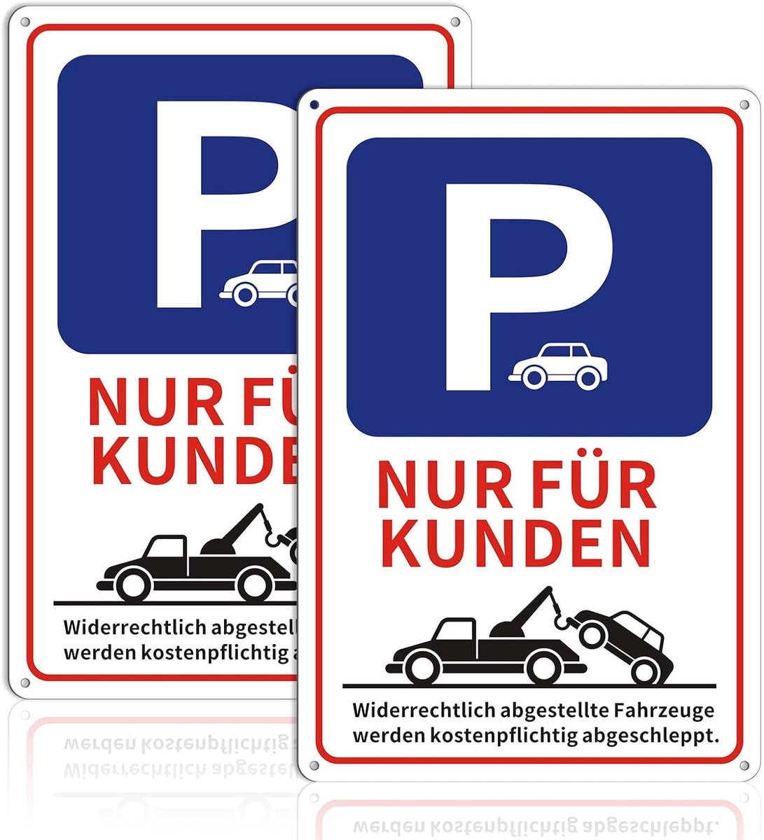 2 stuks parkeerplaatjes, alleen voor klanten, 30 x 20 cm, reflecterende aluminium plaat, waarschuwingsplaatje - ShopVlot